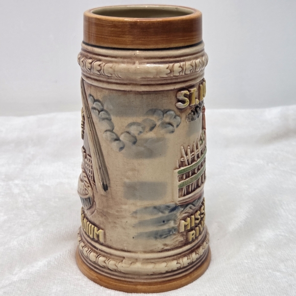 Vintage St. Louis MO Beer Stein Gateway Arch Busch Stadium Riverboat Japan - Picture 3 of 13